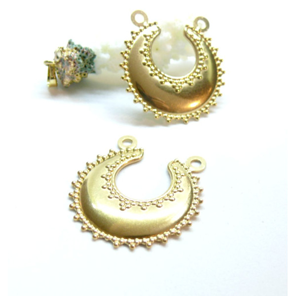 Pendentif, Connecteur Géométrique, Ethnique 33mm, Acier Inoxydable 304, finition Doré