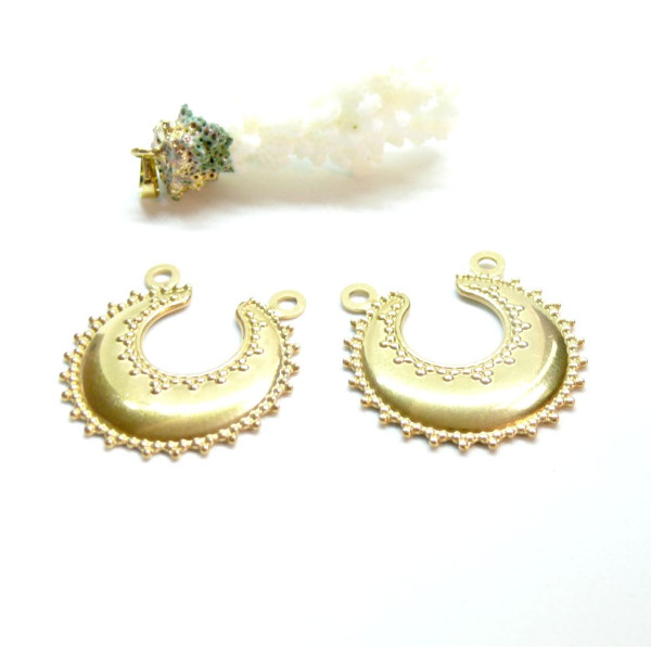 Pendentif, Connecteur Géométrique, Ethnique 33mm, Acier Inoxydable 304, finition Doré