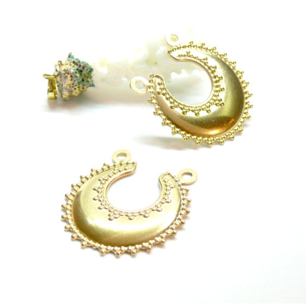 Pendentif, Connecteur Géométrique, Ethnique 33mm, Acier Inoxydable 304, finition Doré