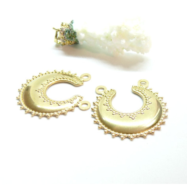 Pendentif, Connecteur Géométrique, Ethnique 33mm, Acier Inoxydable 304, finition Doré