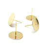 Boucles d'oreille Puce plateau lisse Rond 6mm ,  Acier Inoxydable 304 finition Doré 24K
