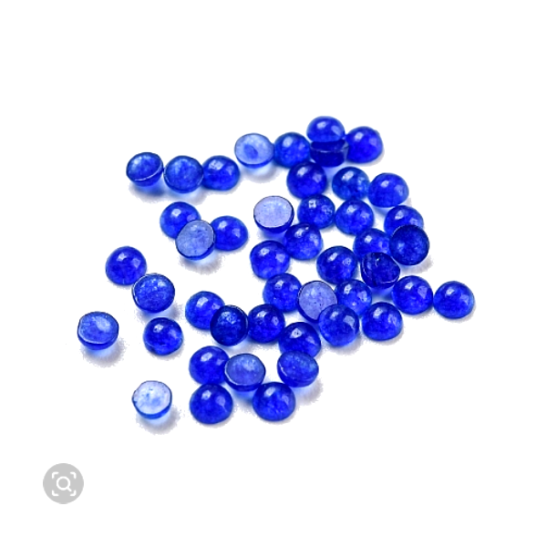 Cabochons Rond 2mm, Jade teintée Bleu