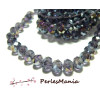 2J1407 - 1 fil d’environ 72 perles à facettes rondelles en verre 6x8mm VIOLET IRISE 2J1407