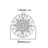 Estampes, pendentif connecteur filigrane, Medaillon Flocon de Neige 20mm, métal finition Argent Platine