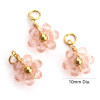 Pendentifs forme Fleur avec perles en verre Rose pale,  Acier Inoxydable 304 finition Doré