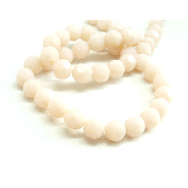 perles Ronde Verre Facettée ROSE  Pale 8mm Coloris 02D