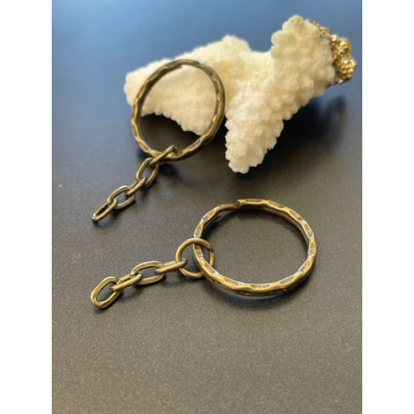 Porte Cles, Porte Clefs 25mm, métal couleur Bronze avec chaîne