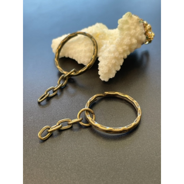 Porte Cles, Porte Clefs 25mm, métal couleur Bronze avec chaîne