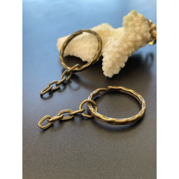 Porte Cles, Porte Clefs 25mm, métal couleur Bronze avec chaîne