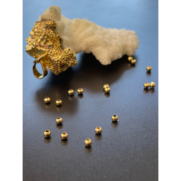 Perles intercalaires Rondes 3 par 2.5mm Trou 1.2mm en Acier Inoxydable 304 placage Doré