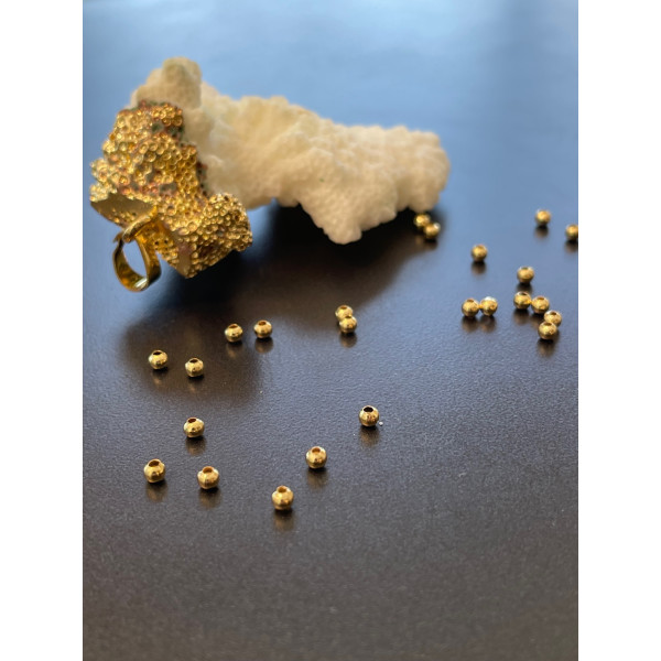 Perles intercalaires Rondes 3 par 2.5mm Trou 1.2mm en Acier Inoxydable 304 placage Doré