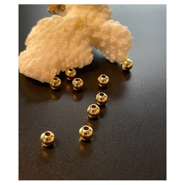 Perles intercalaires Rondes 4mm Trou 1.6mm, Acier Inoxydable 304 finition Doré