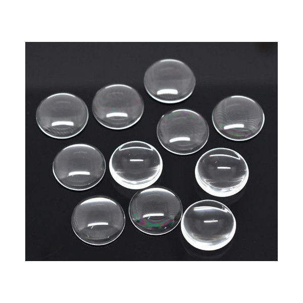 Cabochons en verre RONDS 20mm transparents