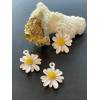 Pendentifs Fleur  20mm, Métal coloris Blanc