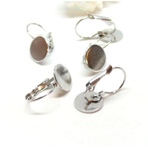 Supports de Boucle d'oreille - dormeuse - plateau lisse 10mm - Acier Inoxydable 304 finition Argenté