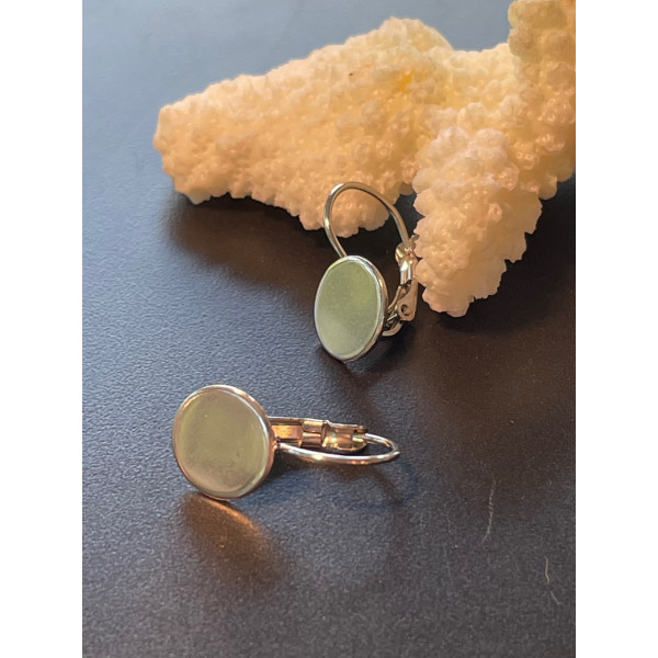 Supports de Boucle d'oreille, dormeuse plateau lisse 10mm, Acier Inoxydable 304 finition Argenté