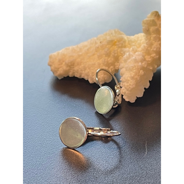 Supports de Boucle d'oreille, dormeuse plateau lisse 10mm, Acier Inoxydable 304 finition Argenté