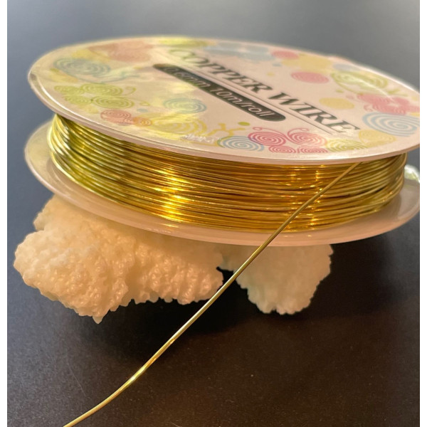 Rouleau de 15 mètres de FIL DE CUIVRE 0.4mm, placage Or Vif