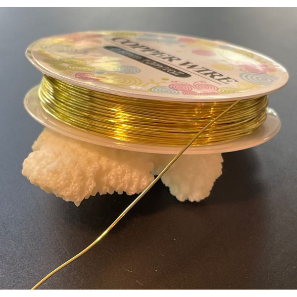 Rouleau de 25 mètres de FIL DE CUIVRE 0.3mm placage Or Vif