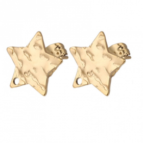 Boucles d'Oreilles Puce Étoile Martelée 12mm – Acier Inoxydable 304 Doré 18K, IONIQUE