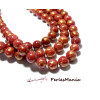Perles Jade Mashan Ronde 10 mm, Rouge mordoré