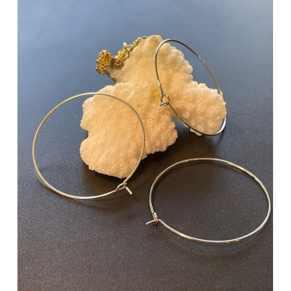 Boucles d’Oreilles Créoles Tiges 35 mm – Acier Inoxydable Chirurgical 316L – Finition Argentée