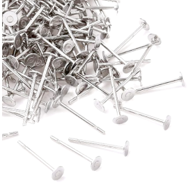 Boucles d'oreille Clou Puce 4mm Acier Inoxydable 304, finition Argent Platine Rhodié