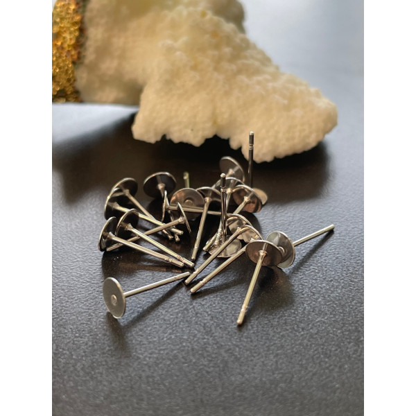 Boucles d'oreille Clou, Puce 5mm, Acier Inoxydable 304, finition Argent Platine Rhodié