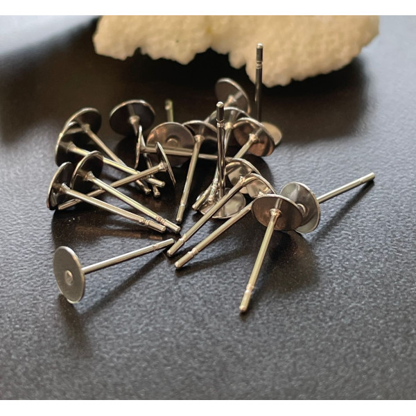 Boucles d'oreille Clou, Puce 5mm, Acier Inoxydable 304, finition Argent Platine Rhodié