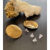 Boucles d'oreilles Puce Ovales Travaillées 20 par 16mm en Acier Inoxydable 304 finition Or 18KT avec embouts plastique