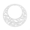 Estampes, pendentif filigrane, Feuilles dans Cercle 41mm, laiton finition Argenté