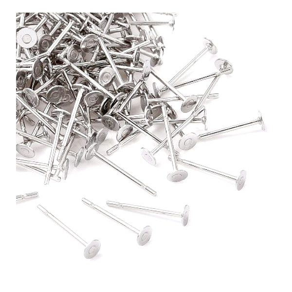 Boucles d'oreille Clou, Puce 4mm, Acier Inoxydable 304, finition Argent Platine Rhodié