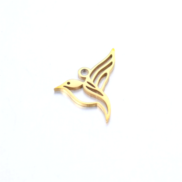 Pendentifs Oiseau Colibri 15mm, Acier Inoxydable Doré - pour bijoux raffinés