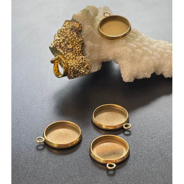 Supports de Pendentif 10 mm Acier Inoxydable 304, finition Doré, Placage Ionique