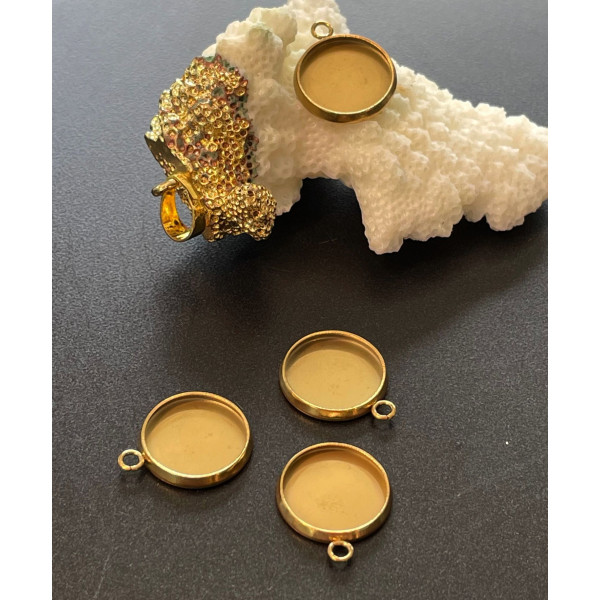 Supports de Pendentif 10 mm Acier Inoxydable 304, finition Doré, Placage Ionique