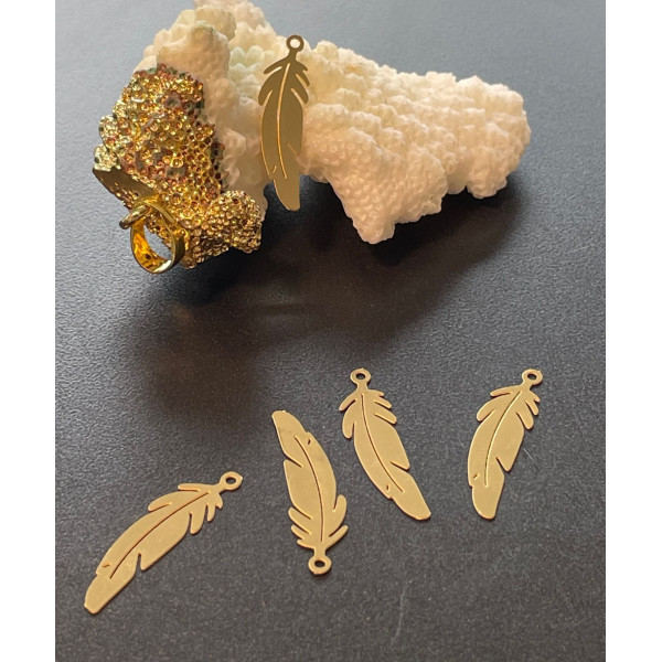 Estampes filigrane, feuille 22.5mm, Acier Inoxydable finition Doré à l'or fin 18K