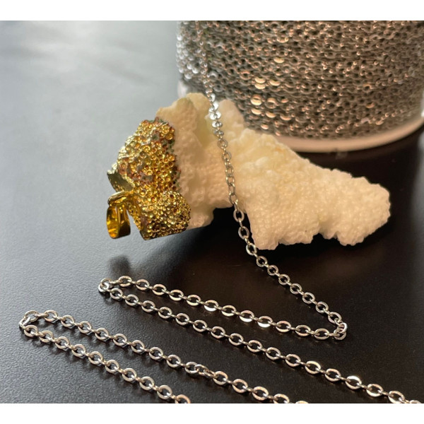 Chaine maille forçat 2.5 par 2mm, Acier Inoxydable 304, finition Argenté