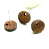 Boucles d'oreille, Puce Bois Ronde 10mm, avec trou d'attache