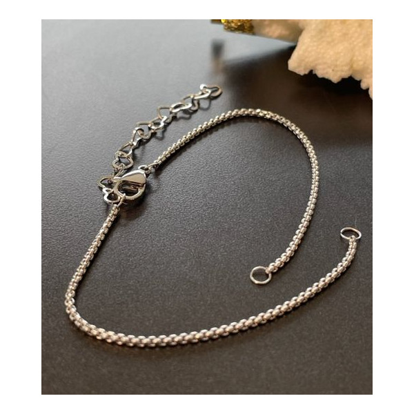 H11JB0078301 – Lot de 1 ou 2 Bracelets Intercalaire 18 cm Maille 1.2mm – Acier Inoxydable 304 Argent Platine