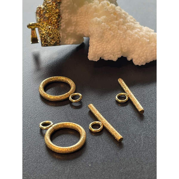 Sets de fermoirs, T Toggle 19mm Stardust, Acier Inoxydable 304, finition Doré, Ionique