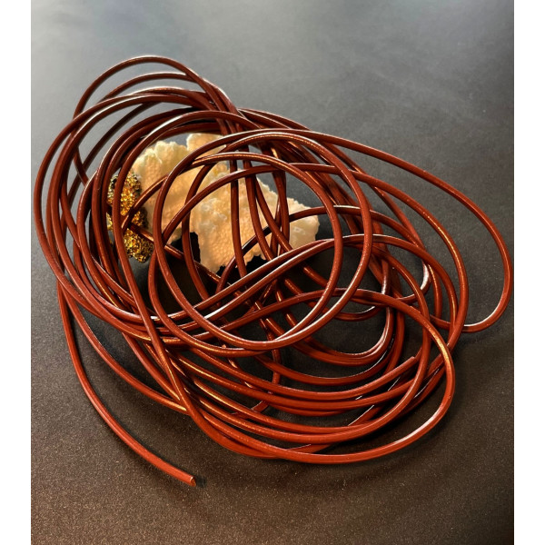 Cordon Fil Cuir Véritable 2mm, Marron Café