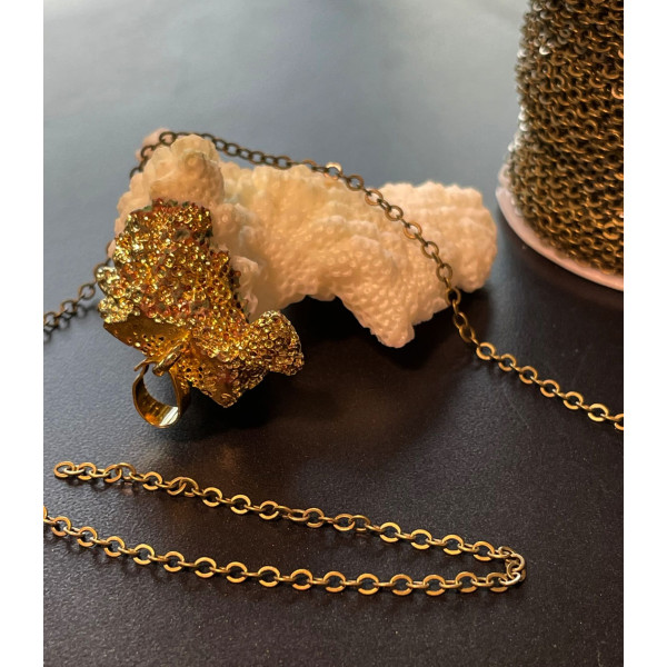 Chaine maille Forçat 2mm, Laiton finition  Bronze