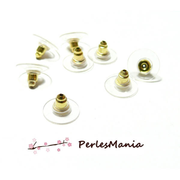 Embouts, poussoir, bouchon stoppeur et Plastique, pour boucle d'oreille Puce, Acier Inoxydable 304 Doré à l'or fin 18K