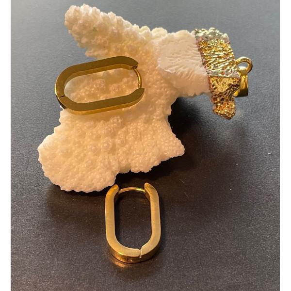 Créoles Ovale 21mm, épaisseur 3mm, Acier Inoxydable 304 finition Doré