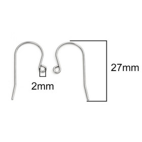 Boucles d'oreilles Crochet 27mm, Acier Inoxydable 304 Argenté