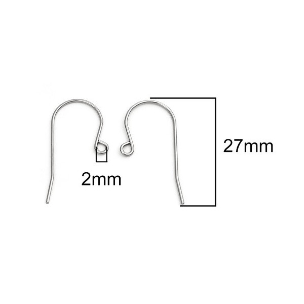 Boucles d'oreilles Crochet 27mm, Acier Inoxydable 304 Argenté
