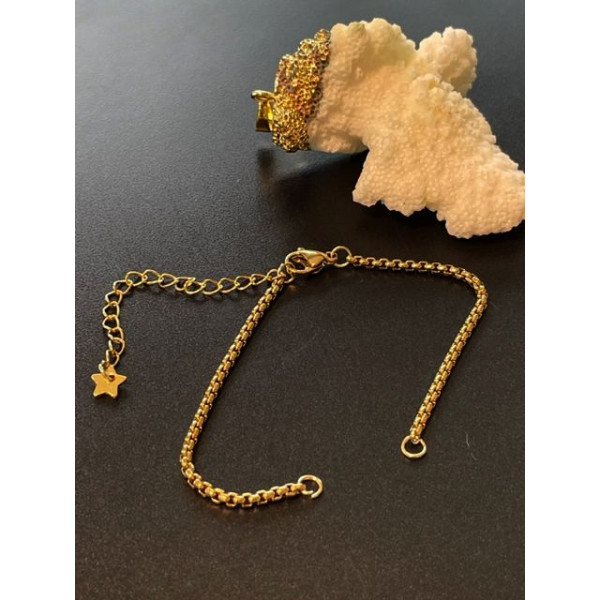 Bracelets Intercalaire 14 cm, maille 1.2mm, Acier Inoxydable finition Doré