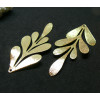 Pendentifs feuille texturée 62mm, Laiton Doré à l'or fin 18K