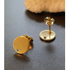 Boucles d'oreille, clou,  puce avec Trou 10mm Acier Inoxydable 304 avec embouts, Doré à l'or fin 18K