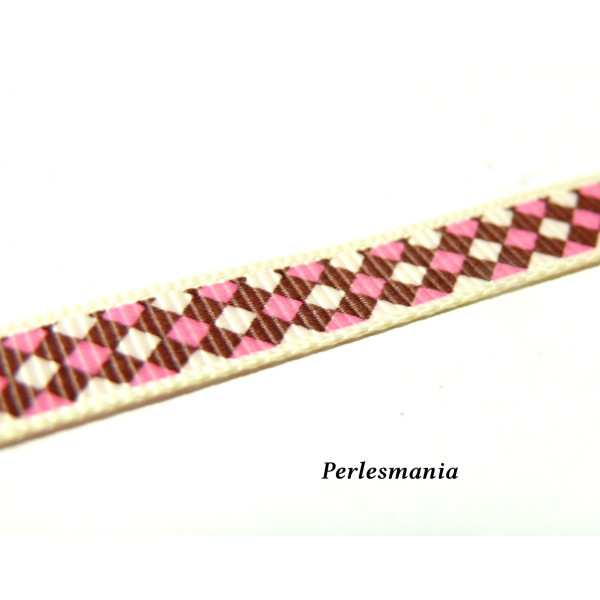 Apprêt mercerie 10m ruban gros grain 10mm PE002 Rose 